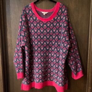 *3/$30* Terra & Sky Pink and Blue Geometric Sweater